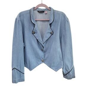 Vintage Bar None Denim Blazer‎ Women's XL Western Jacket Buffalo Nickel Buttons